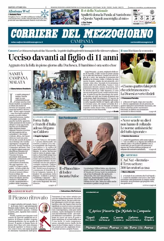 Prima-pagina-corriere del mezzogiorno-del-2024-10-01